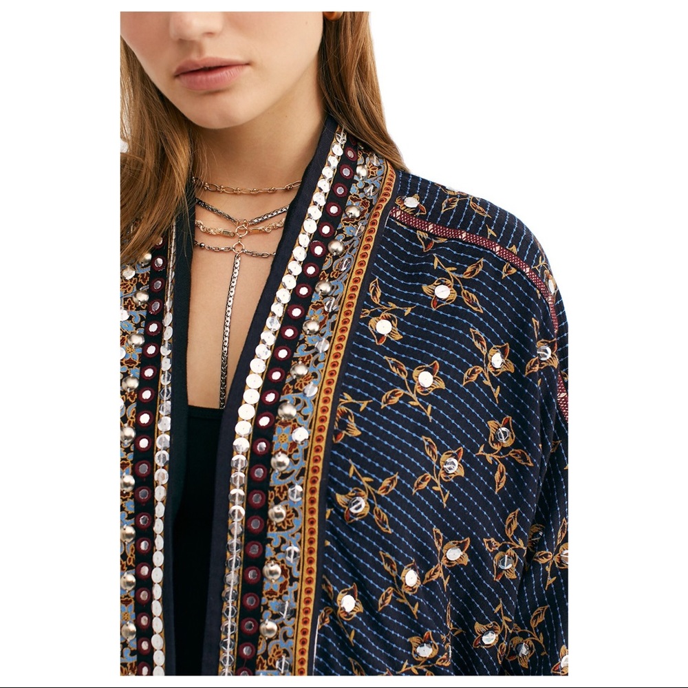 FREE PEOPLE BOHO KIMONO CARDI WRAP CAPE JACKET A2C - Picture 13 of 16